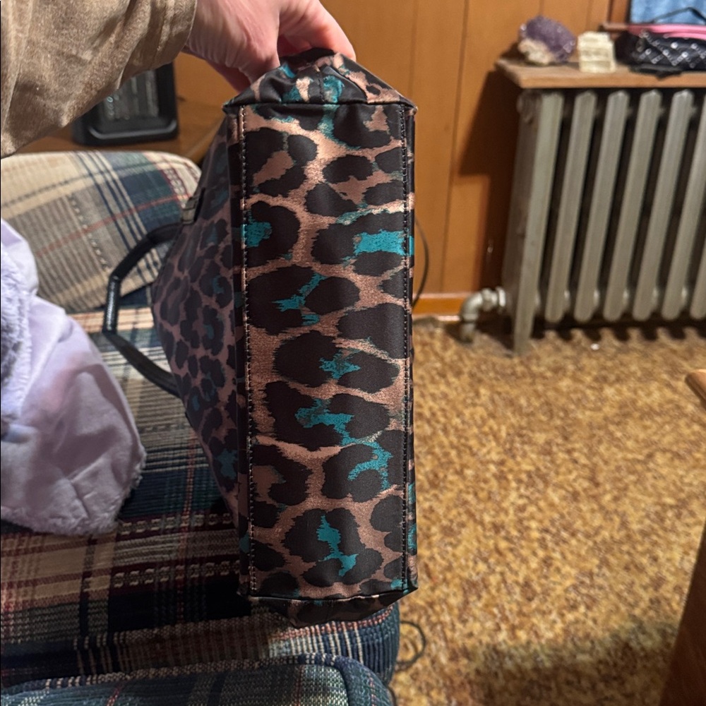 Coach Leopard Print Tote - Brown and Teal - Picture 5 of 7
